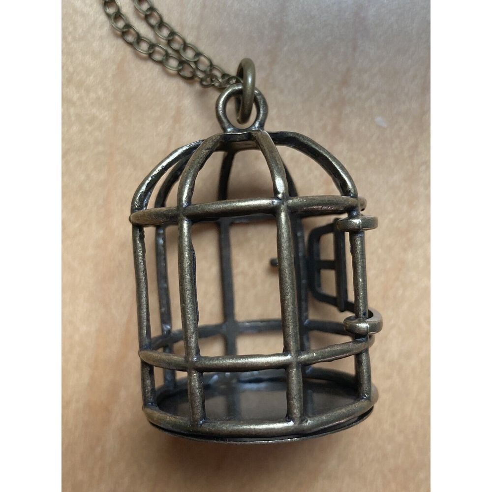 Handmade Bird Cage Necklace Brown Brass Bronze Jewelry Necklace New